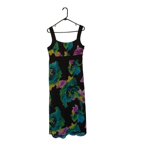 Enfocus Floral Black Crepe Petite Size 12 Maxi Dress - Picture 9 of 12